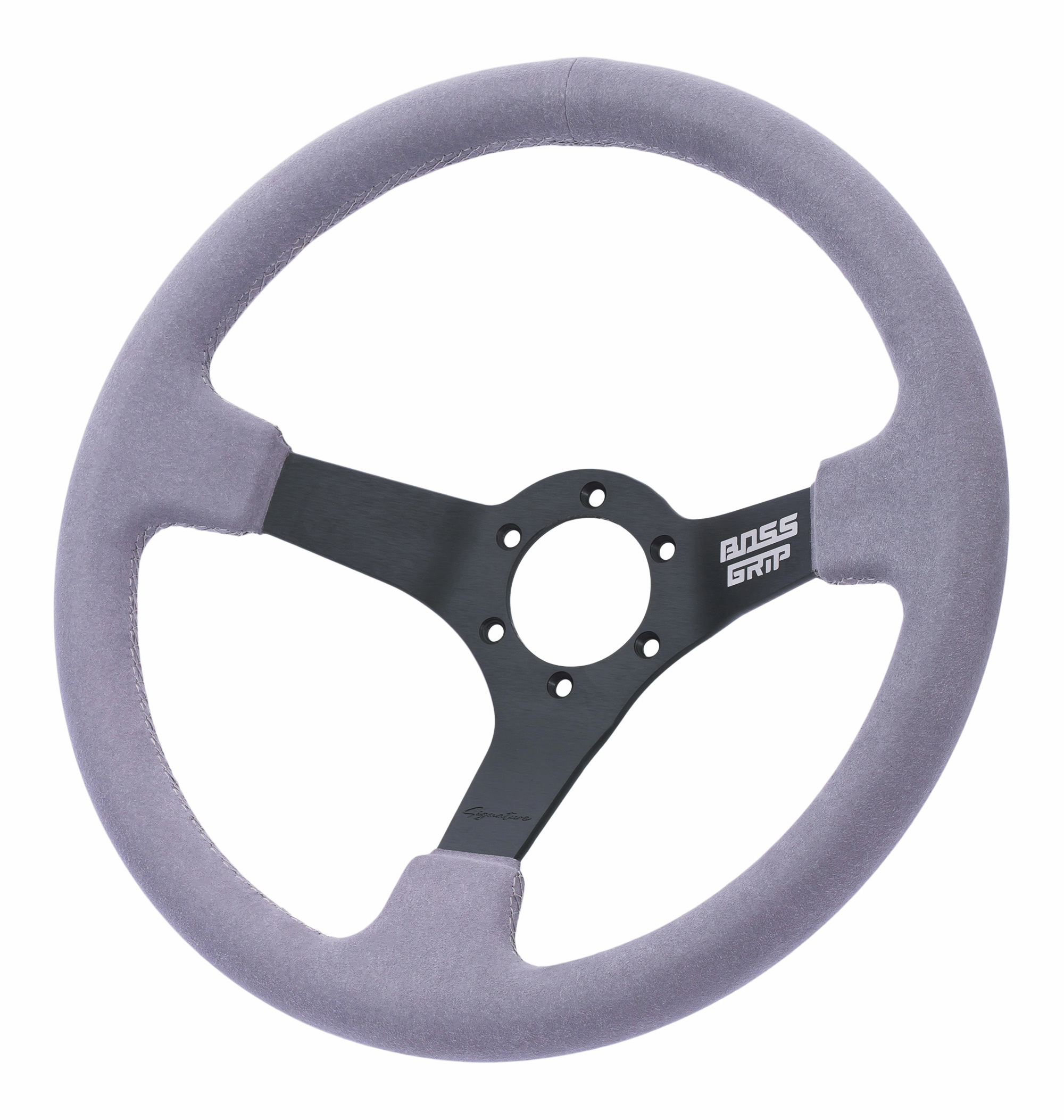 Boss Grip Signature Sportratt - Grå Alcantara - Deep Dish (75mm)