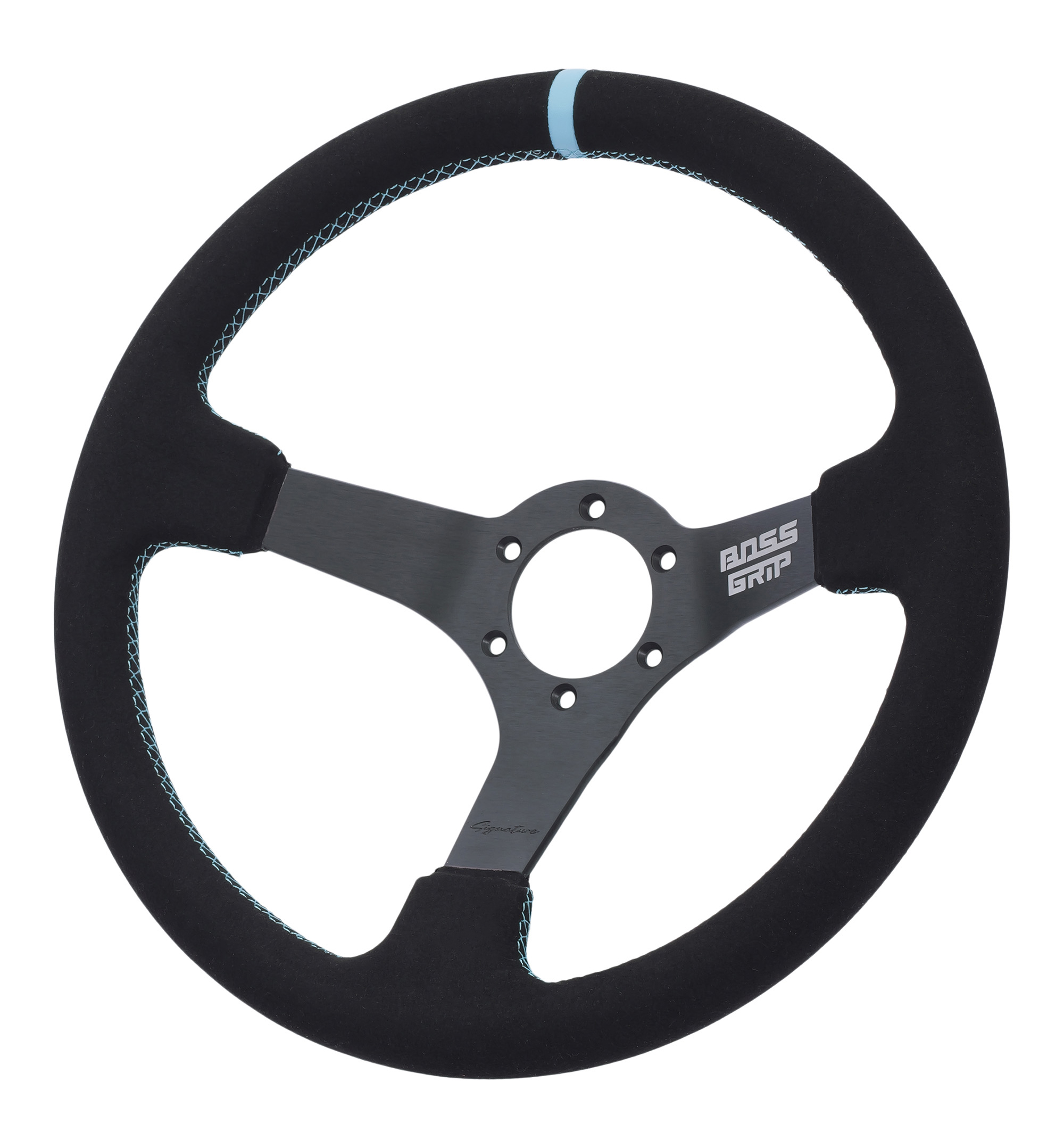 Boss Grip Signature Sportratt - Ljusblå Centrumlinje - Deep Dish (75mm)